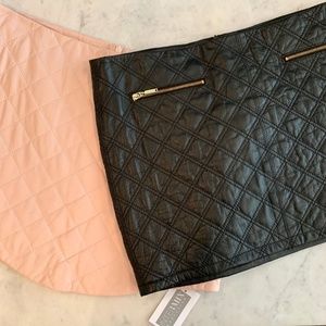 NWT Love Leather Quilted Mini Skirt Blush Nude - M